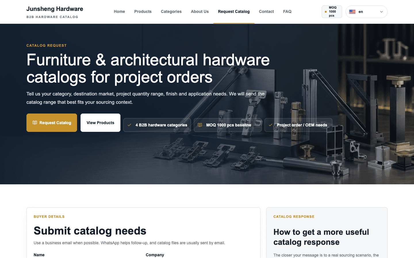 Junsheng Hardware 家具五金B2B目录站 — 网站截图 3